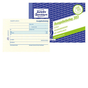 Avery Zweckform® 303 Ausgabebeleg mit Dokumentendruck, DIN A6 quer, fälschungssicher, 50 Blatt, gelb