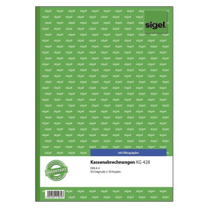 Sigel® Kassenabrechnungen - A4, einfaches Satzbild, 1. und 2. Blatt bedruckt, 2 x 50 Blatt