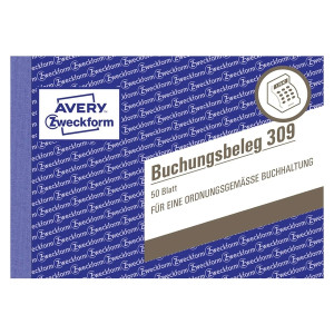 Avery Zweckform® 309 Buchungsbeleg, DIN A6 quer, mikroperforiert, 50 Blatt, weiß