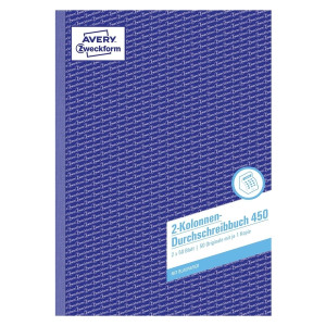 Avery Zweckform® 450 Kolonnen-Durchschreibbuch, DIN A4, 2 Kolonnen, 2 x 50 Blatt, weiß