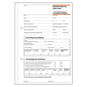 Sigel® Lohnabrechnungen "Mini-Jobs" - A5, 50 Blatt