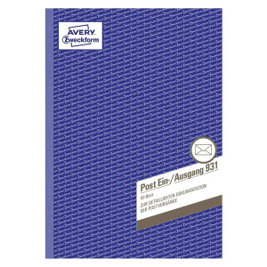 Avery Zweckform® 931 Post-Ein-/Ausgangsbuch - A4, beidseitig bedruckt, 50 Blatt, weiß
