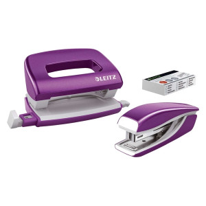 Leitz 5561 Set Mini Locher Heftgerät NeXXt WOW - violett metallic