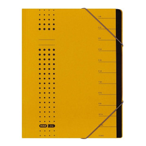 Elba Ordnungsmappe chic, Karton (RC), 450 g/qm, A4, 12 Fächer, gelb