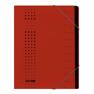Elba Ordnungsmappe chic, Karton (RC), 450 g/qm, A4, 12 Fächer, rot