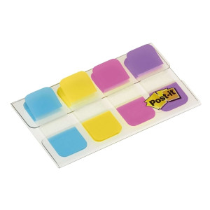 Haftstreifen Post-it® Index STRONG im Etui - 16x38mm, türkis, gelb, pink, lila, 4 x 10 Stück