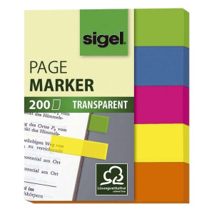 Sigel® Haftmarker Folie - 50 x 12 mm, 5 Farben, 200 Streifen
