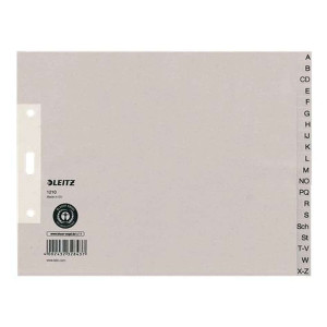 Leitz 1210 Register - A - Z, Papier, A4 Überbreite, halbe Höhe, 20 Blatt, grau
