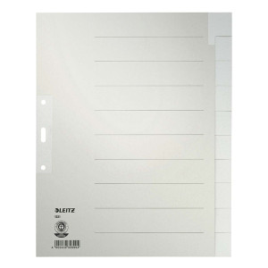 Leitz 1221 Register - Tauenpapier, blanko, A4 Überbreite, 10 Blatt, grau