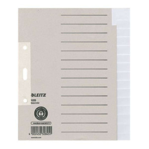Leitz 1225 Register - Tauenpapier, blanko, A5 Überbreite, 15 Blatt, grau