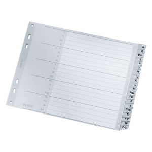 Leitz 1262 Register - A - Z, PP, A4 Überbreite, 18 cm hoch, 20 Blatt, grau
