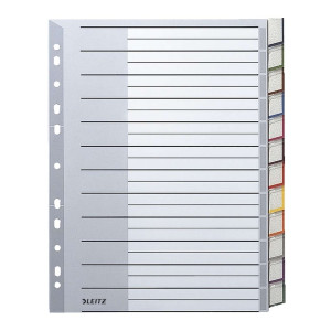 Leitz 1274 Register - PP, blanko, A4 Überbreite, 12 Blatt, grau