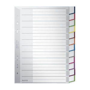 Leitz 1275 Register - PP, blanko, A5, 12 Blatt, grau