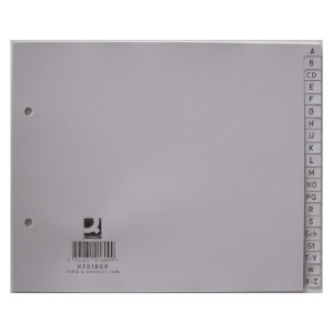 Q-Connect Register - A - Z, PP, ohne Index, A4, 18 cm hoch, 20 Blatt, grau