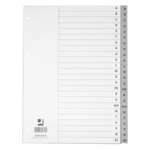 Q-Connect Register - A - Z, PP, mit Index, A4, 24 Blatt, grau