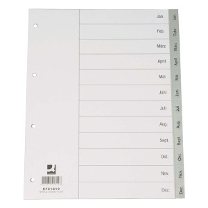 Q-Connect Monatsregister - Jan. - Dez., PP, A4, 12 Blatt, grau
