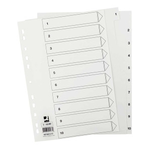 Q-Connect Zahlenregister - 1 - 10, PP, A4, 10 Blatt, weiß