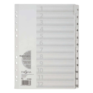 Pagna® Zahlenregister - 1 - 12, Karton, A4, 12 Blatt, weiß