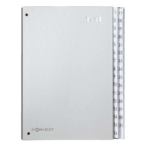 Pagna® Pultordner Color-Einband - Tabe 1 - 31, 32 Fächer, Farbe silber