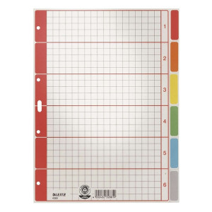 Leitz 4350 Register - blanko, Karton, farbig bedruckt, A4, 6 Blatt