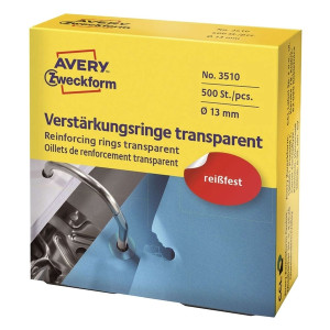 Avery Zweckform® 3510 Verstärkungsringe, Ø 13 mm, 500 Stück/500 Etiketten, transparent