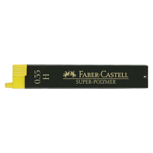 Faber-Castell Feinmine SUPER-POLYMER, 0,35 mm, H, tiefschwarz, 12 Minen