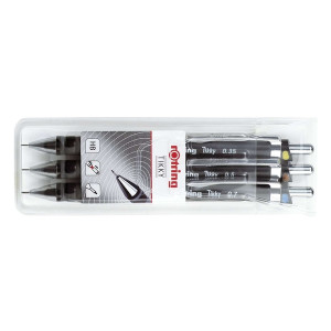 Rotring Feinminenstift Tikky ReDesign - 0,35/0,5/0,7 mm, 3er Etui, HB, schwarz