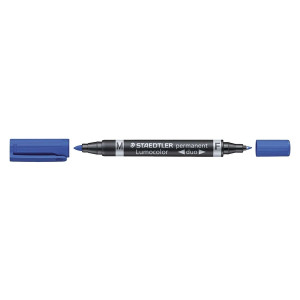 Staedtler® Permanentmarker Lumocolor® duo - nachfüllbar, 0,6 mm und 1,5 mm, blau