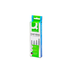Q-Connect Faserschreiber, non-permanent, ca. 0,5 mm (F), Etui mit 4 Farben