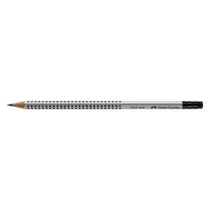 Faber-Castell Bleistift GRIP 2001 mit Radierer, B, Schaftfarbe: silbergrau