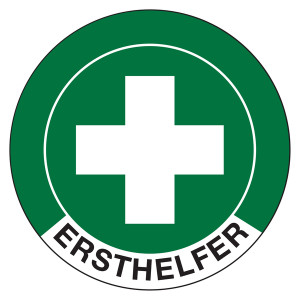 Rettungszeichen Helmaufkleber Ersthelfer DIN EN ISO 7010 Folie Ø 40 mm 12 Stück/Bogen