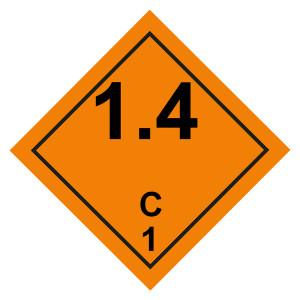 Gefahrzettel, Gefahrgutaufkleber Klasse 1.4 C Explosive Stoffe Explosive Stoffe