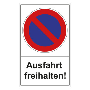 Parkverbotsschild "Ausfahrt freihalten!" Folie selbstklebend 300 x 500 mm