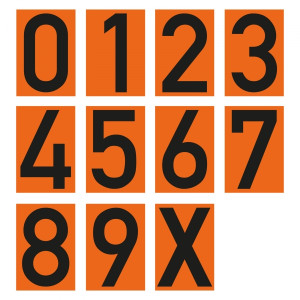 Zahlen / Buchstaben einzeln für Warntafel orange, Folie, 75 x 110 mm, Einzeletikett
