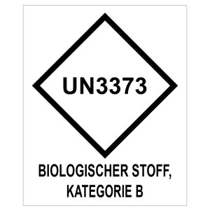 Gefahrzettel, Ansteckungsgefährliche Stoffe, mit UN3373, BIOLOGISCHER STOFF, KATEGORIE B (Deutsch)
