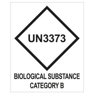 Gefahrzettel, Ansteckungsgefährliche Stoffe, mit UN3373, BIOLOGICAL SUBSTANCE CATEGORY B (Englisch)