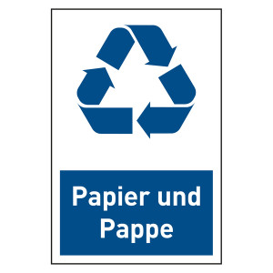 Recycling-Aufkleber "Papier und Pappe" Folie, 100 x 150 mm