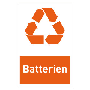 Recycling-Aufkleber "Batterien" Folie, 100 x 150 mm