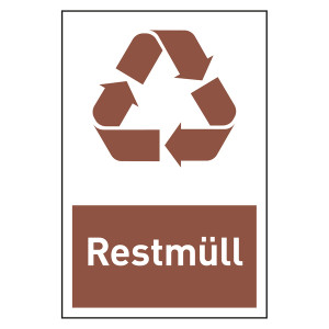 Recycling-Aufkleber "Restmüll" Folie, 100 x 150 mm