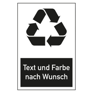 Recycling-Aufkleber "Text / Farbe nach Wunsch" Größe (B x H) 100 x 150 mm