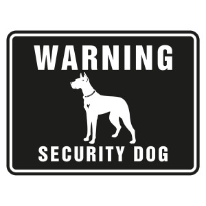 Grundstücksschild "Warning Security Dog" Aluminium geprägt und gelocht 200 x 150 mm