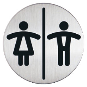 Schild "Damen / Herren" Edelstahl selbstklebend Ø 83 mm