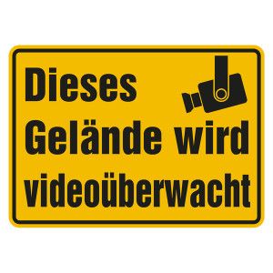 Hinweisschild "Dieses Gelände wird videoüberwacht" Aluminium geprägt und gelocht 350 x 250 mm