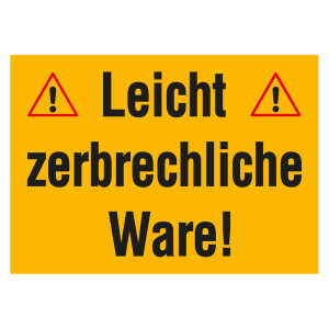 Paketaufkleber Leicht zerbrechliche Ware!, Gelb, Haftpapier, 210 x 148 mm, 500 Stück/Rolle