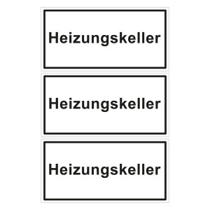 Türhinweisschild "Heizungskeller" 3er Pack Folie selbstklebend