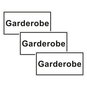 Hinweisschild "Garderobe" 3er Pack Folie selbstklebend