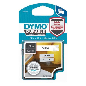 Dymo® Schriftband D1 - Vinylband, 12 mm x 5,5 m, schwarz auf weiß