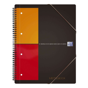 Oxford International Meetingbook - 2 in 1 Block und Gummizugmappe, A4, kariert, 80 Blatt, grau