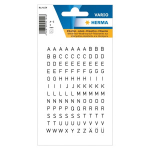 Herma 4154 Buchstaben 5 mm A-Z wetterfest Folie transparent schwarz 2 Bl.