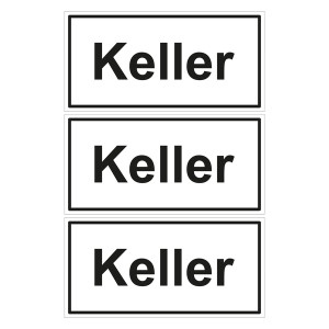Türhinweisschild "Keller" 3er Pack Folie selbstklebend